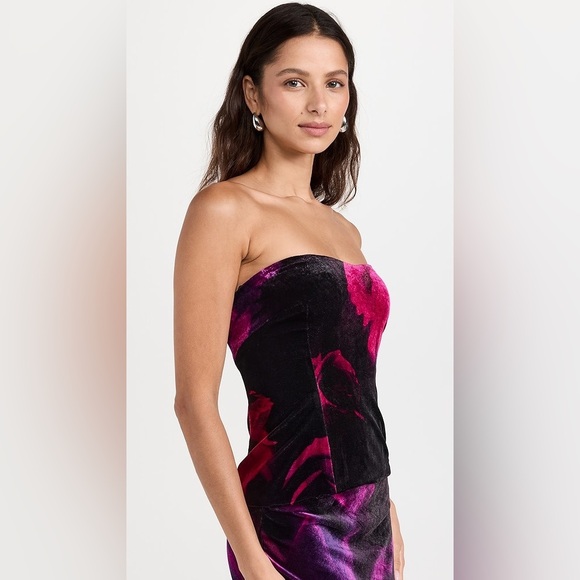 Retrofete Nat Velour Black Pink Strapless Top Sz S - Picture 1 of 10